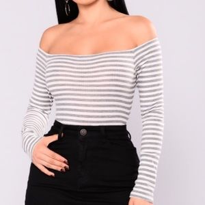 NWT grey and white bodysuit